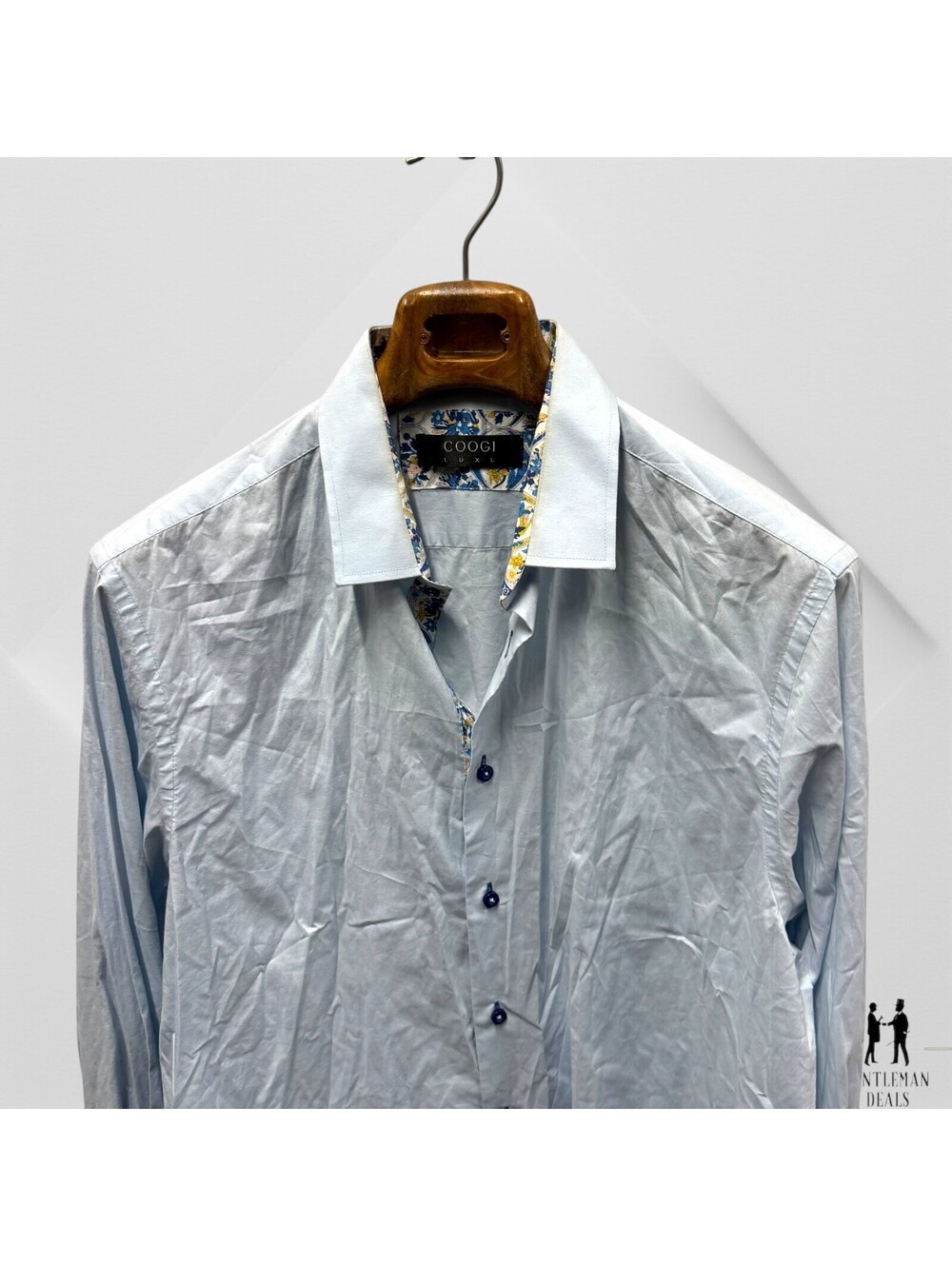 Coogi Luxe Men’s Button Down Embroidered  XL 17.5 Solid  Dress Shirt